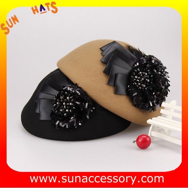 Hot sale Fashion 100% Australia wool felt ladies beret hats ,Red beret hats with adjustable band