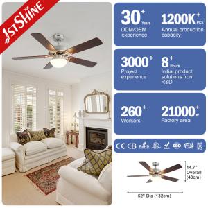 MDF Blades Decorative Ceiling Light Fan Low Noise DC/AC Motor For Living Room