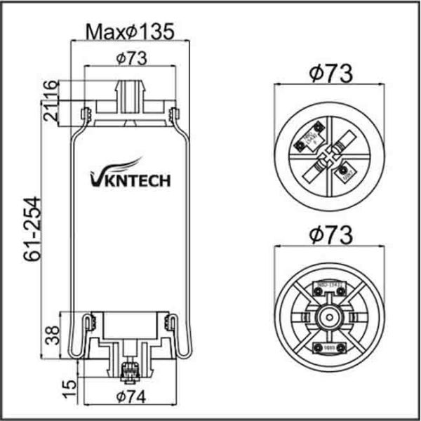 1S7109 Cabin Air Springs For Japanese Truck 1102-0077 KENWORTH T81-1000 Firestone W02-358-7109 Replace By VKNTECH 1S7109