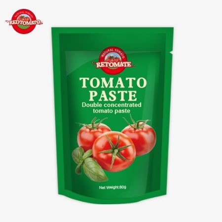 80g Stand-Up Pouch Of Double-Concentrated Tomato Paste Available With Purity
