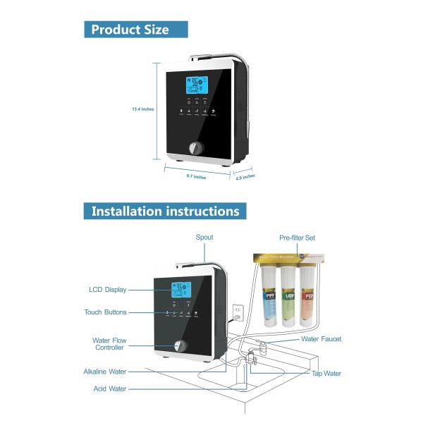 11 Plate Alkaline Water Ionizer with Titanium Platinum Coating