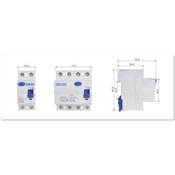 IP20 Protection RCCB Circuit Breaker Din Rail installing magnetic or electrical type