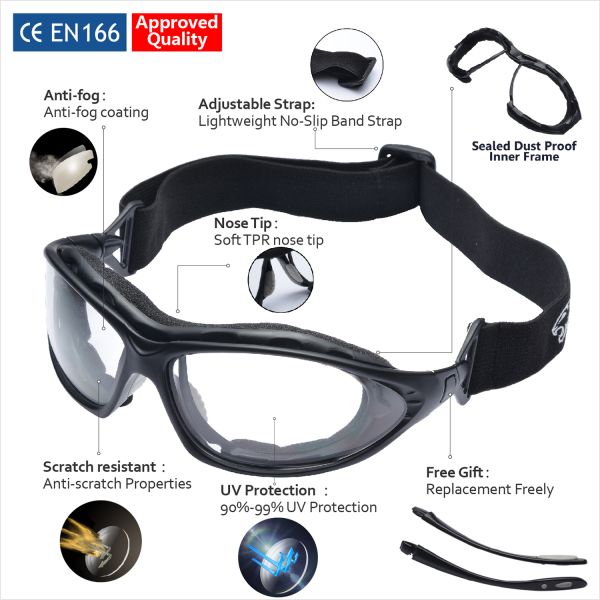 PC Frame Safety Glasses Goggles Prescription Bifocal Safety Glasses +1.0/+2.0/+2.5