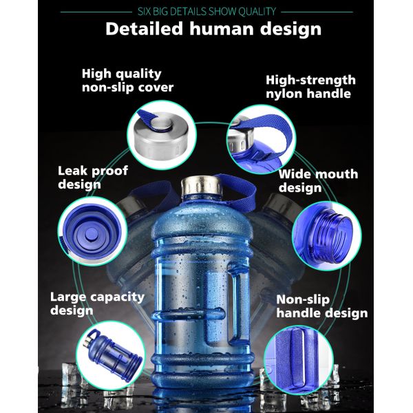 Large Capacity BPA Free Wide Mouth Large 1L 2L 3L 5L Clear Plastic Bottle Half Gallon Water Jug PETG GYM Water Bottle for Gym