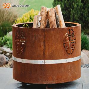 Quality Classical Prerusted Corten Steel Round Fire Pit 3.0mm Thick For Garden for sale