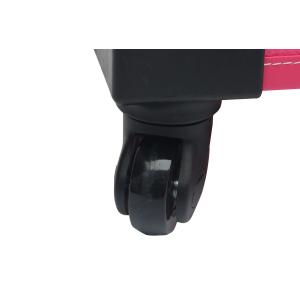 Pink Leather Makeup Trolley Case With Wheels