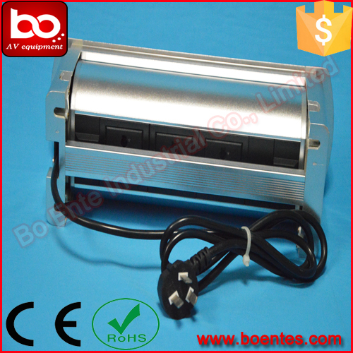 Conference Tabletop Hidden Electric Rotating Power Outlet Box / Desktop Revolving Cable Cubby