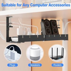 Sturdy Iron Wire Cable Tray for Under Desk Cord Management Adjustable Cable