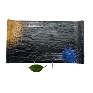ODM 16.2'' Melamine Black Rectangle Plate Galaxy Pattern FDA