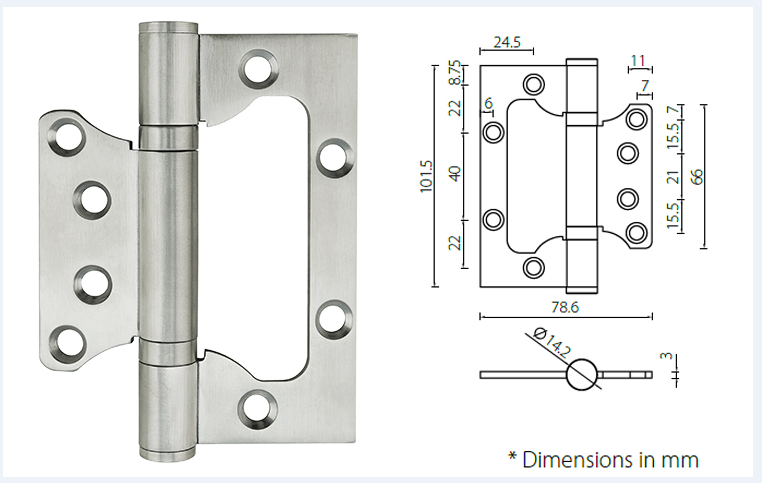 UNITY HB Series Door Hinge Hardware HFS4030 With Guidelines Detailed