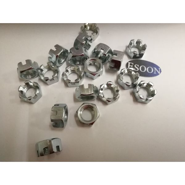 Buy M12*1.25 Hex Thin Slotted & Castle Nuts(DIN937),Zinc Plated Steel Surface,10mm Height,17mm diameter of the crown,M4-M100 at wholesale prices
