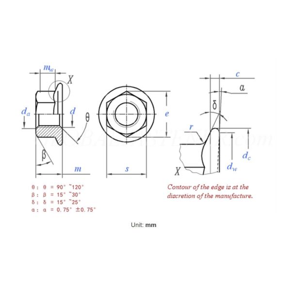 JIS B1190 ISO4161 Carbon Steel ZP Hexagon Nuts With Flange