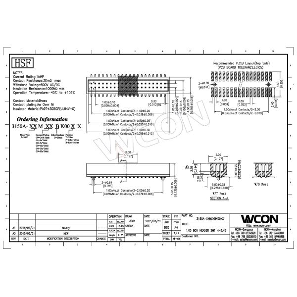 2* 8 Pin Brass Gold Flash SMT Box Header Connector 1.0mm PA9T