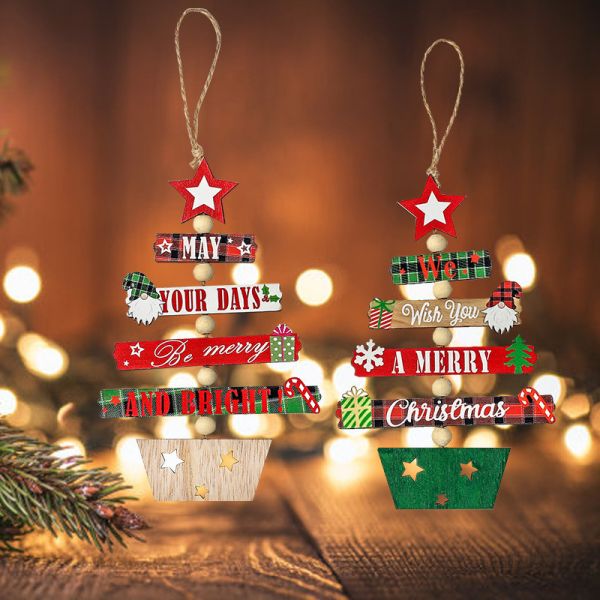 Buy Christmas Festival Tree Wooden Decorative Hang Tag at wholesale prices