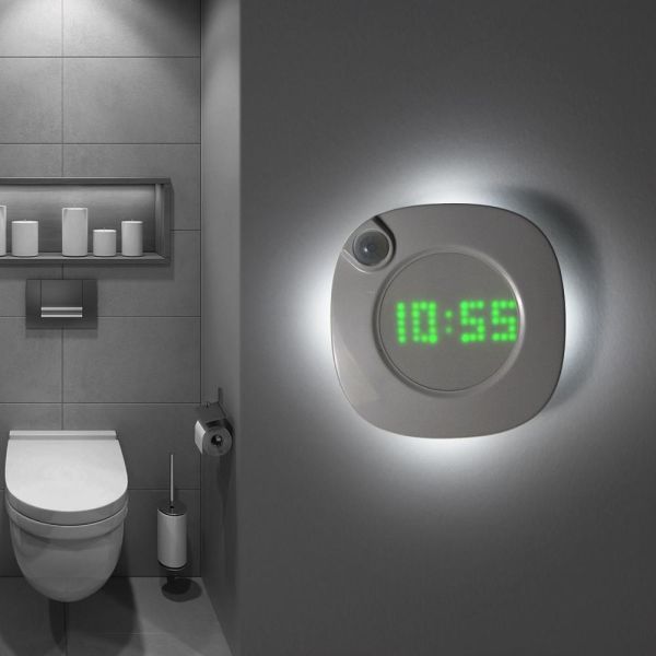 Buy 4500K Bathroom  Toilet Wardrobe Induction Night Light With Clock at wholesale prices
