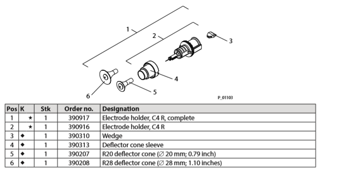 390916 Dark Grey Powder Coating Gun Parts Round C4 Electrode Holder
