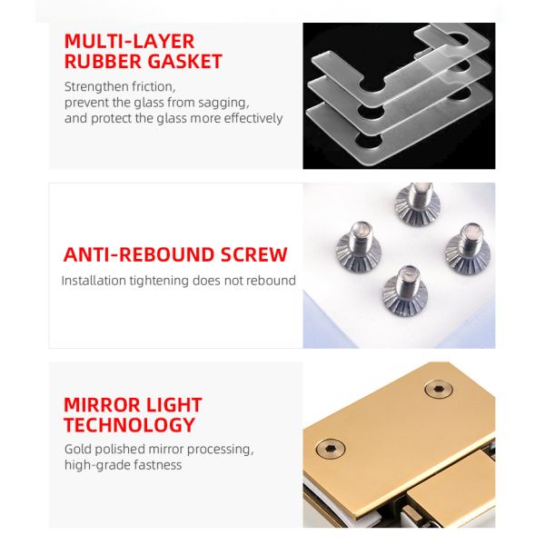 Modern Design 304 Stainless Steel Glass to Glass Hinge 180 Degree Bathroom Gate Clamp