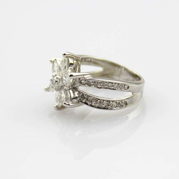 Designer Jewelry Sterling Silver with Yellow Cubic Zircon Flower Gemstone Ring (R0012)