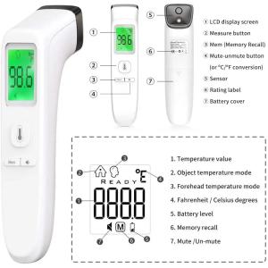 Touchless Infrared Forehead Thermometer With 2 AAA Batteries And Fever Alarm