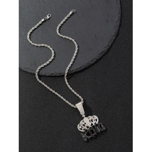 Fashion White Black Rhinestone Crown KING Pendant Necklace Hiphop 4mm Twist Rope