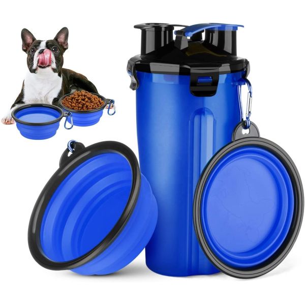 Buy Portable 2 In 1 Dog Water Bottle With Silicone Folding Bowl Puppy Travel Water Bottle at wholesale prices