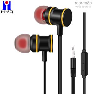 Black Stereo Metal Wired Earphones Super Bass Headphone