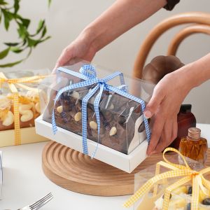Enchanting Clear Pastry Box With Tray Premium Display Packaging For Cake Rolls