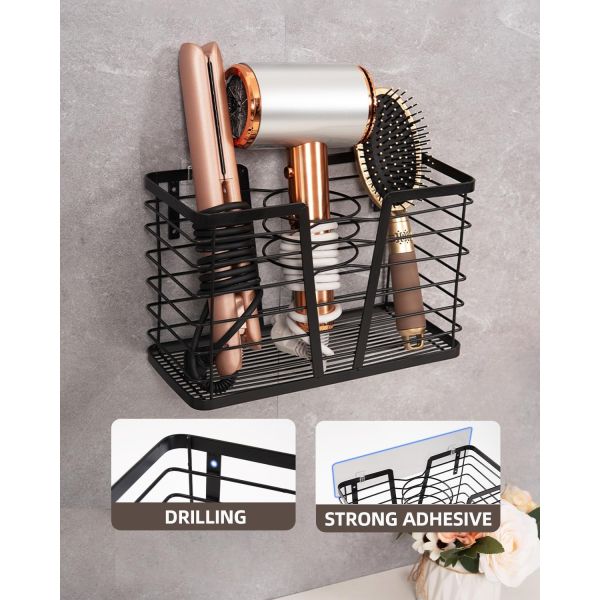 Modern Style Hair Tool Organizer for Wall Mounted Hair Dryer Bathroom Cabinet Holder