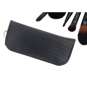 Puleather Bag Including Travel Makeup Brush Set With Black Handle