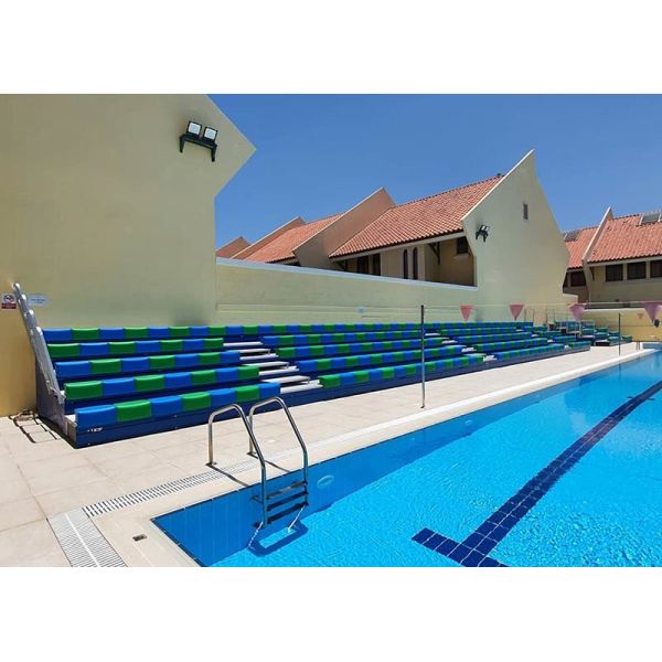 Buy Swimming Baths Telescopic Tribunes Seating With HDPE Plastic Bench Seat at wholesale prices