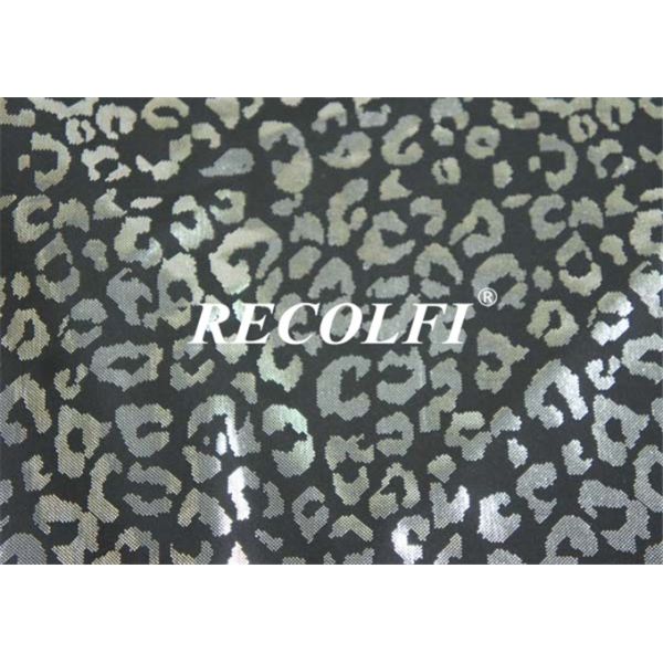 Leopard Silver Foiling Sustainable Knit Activewear Fabric 4 Ways Stretch