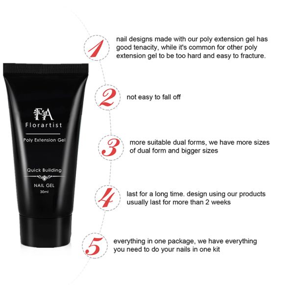 OEM Nail Supplies Clear Pink Colors 30ml Nails Art Extension Gel Varnish Private Label Soak Off Quick Acrylic Poly Gel Polish