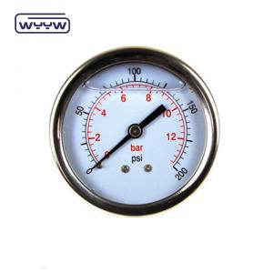 Back Connection 100mm Oil Filled Pressure Gauge Ss304 Stainless Steel
