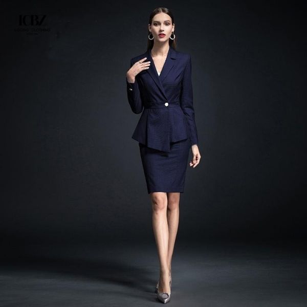 2021 Autumn Formal Occasions V-neck Business Suits for Women Slim Professional Set