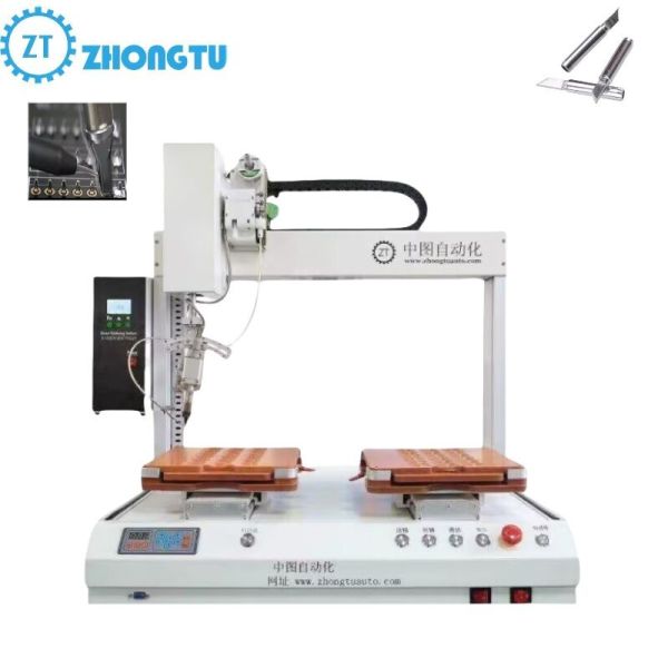 Buy 4-Axis PCB Circuit Board Soldering Robot Machine with Dual Working Stations at wholesale prices
