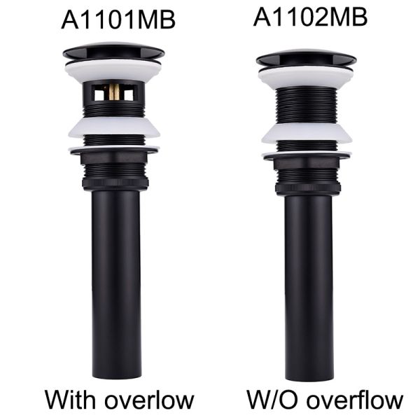 Pop Up Water Brass Waste Drain Pump Faucet Sink Basin Washbasin Matt Black Finish