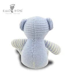 high quality stuffed Blue Knitted Stripe Bear soft lovely plush teddy bear toys