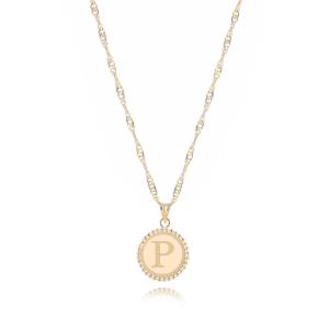 Quality 18K Gold ‘P’ Pendant Necklace for sale
