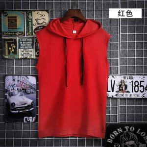 Breathable Red Sleeveless Hoodie