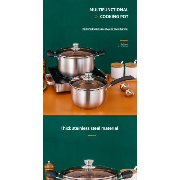Wholesale Top Seller Double Bottom Induction Stew Pot Shabu Pot Stainless Steel Cooking Stock Soup Pot