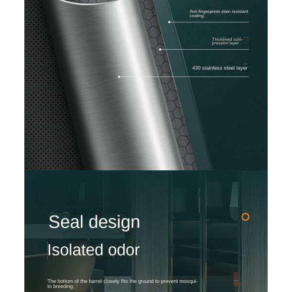 Manufacturer Living Room Household Large-capacity Kitchen Bathroom Crimped Deodorant Pedal Stainless Steel Trash Can with Lid