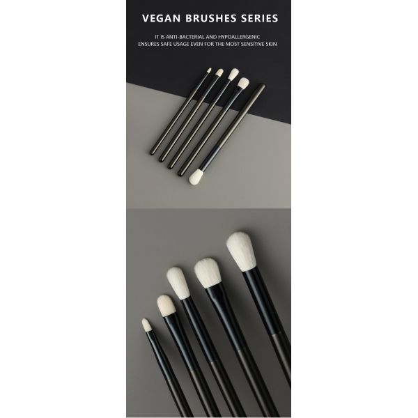 Vegan Synthetic Makeup Brushes Set Private Label 8PCS Black Cosmetic Brush Kit