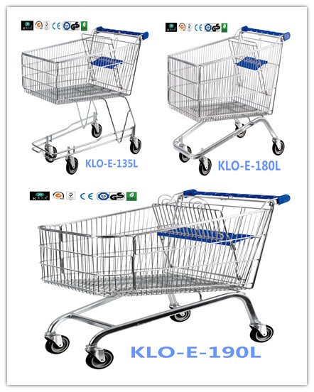 Portable Metal Chrome Plated Disabled Shopping Trolley For Hypermarket 180 Litre