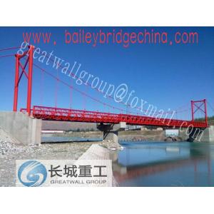 Big Span Portable Pedestrian Bridge , Steel Cable Suspension Bridge