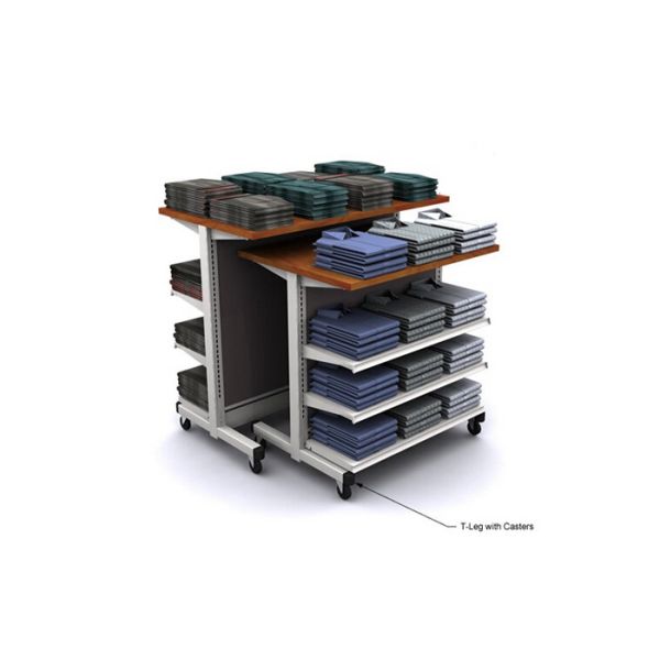 Grey Portable Coat Rack With Four Caster , Two Ways Space Saving Garment Display Racks