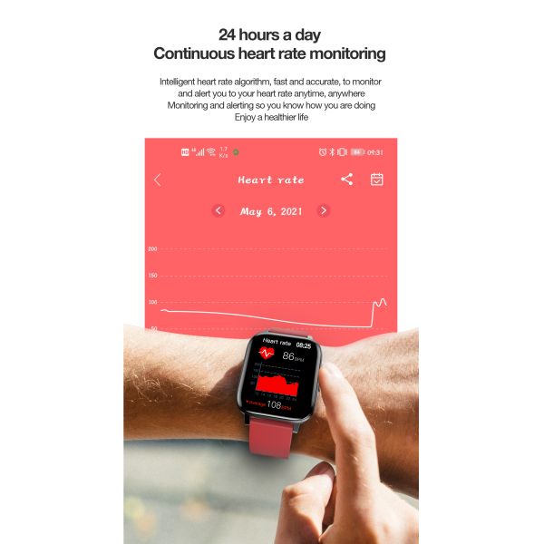 HL60 Smart Watch IPS Large Screen IP68 1.7Inch HD Accurate Blood Oxygen