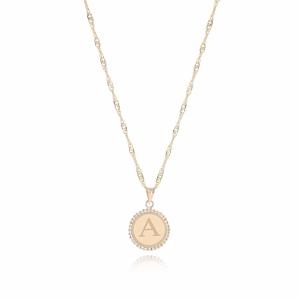 Quality 18K Gold ‘A’ Pendant Necklace for sale