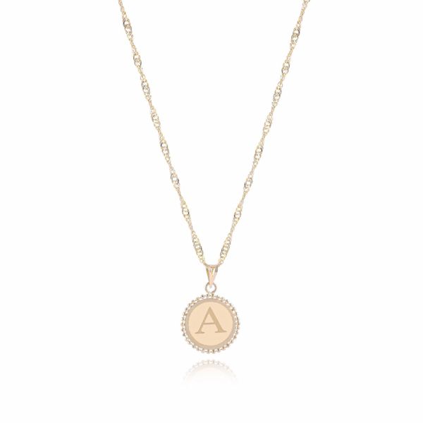 18K Gold ‘A’ Pendant Necklace