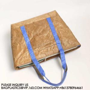 Wholesale Reusable Custom Logo Printed Waterproof Washable Plain Brown Kraft