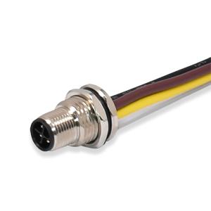 China Flange Scoket IP68 3pin Male Panel Mount M12 Waterproof Connector With Pigtail S Code Socket on sale